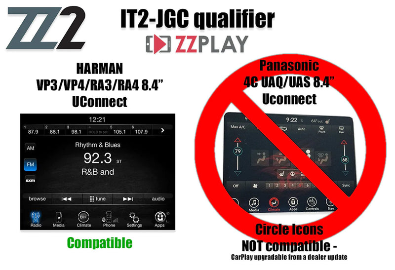 ZZ2 IT2-JGC Wireless CarPlay/Android Auto Interface for Select 2015-2018 Chrysler/ Dodge/ Jeep Vehicles