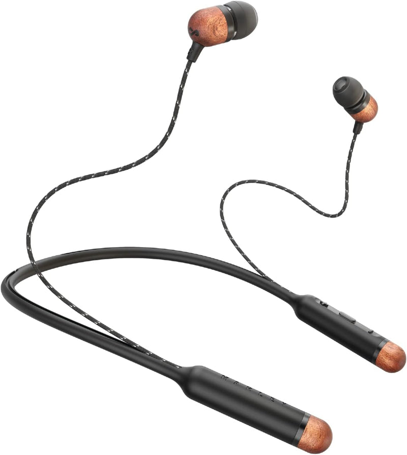 House of Marley Smile Jamaica Wireless: Wireless Neckband Earphones with Microphone, Bluetooth Connectivity, 8 Hours of Playtime, and Sustainable Materials (Black) OPEN BOX