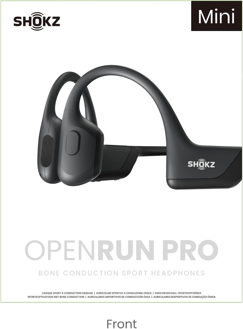 Shokz OpenRun Mini Wireless Bluetooth Open-Ear Built-in Mic Waterproof Black Headphone