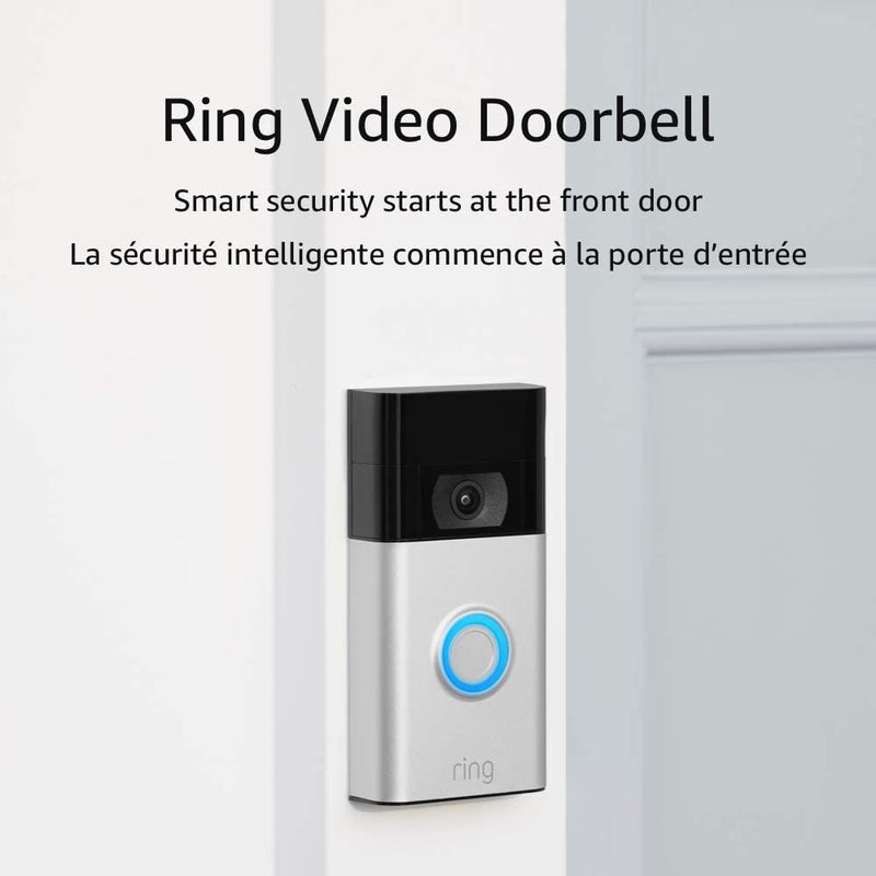 Sonnette vidéo Ring – Vidéo HD 1080p, détection de mouvement améliorée, installation facile – Nickel satiné (version 2020) 