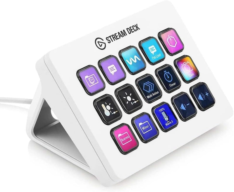 Elgato Stream Deck MK.2 White – Studio Controller, 15 Macro Keys, Trigger Actions in apps and Software Like OBS, Twitch, YouTube and More, Works with Mac and PC, 15 Keys (MK.2) White