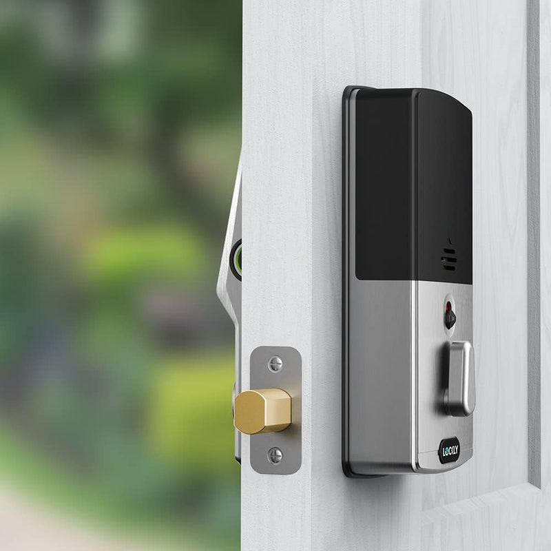 LOCKLY PGD728FSN Secure Plus Deadbolt - Bluetooth Smart Lock, Fingerprint Door Lock with Patented Keypad, App Control, Satin Nickel