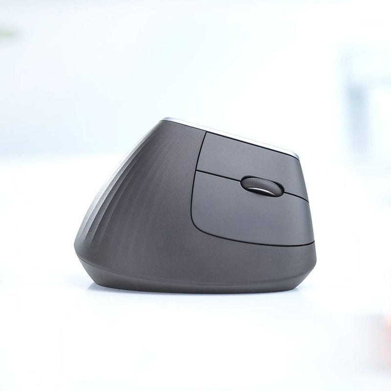 Logitech MX Vertical Wireless Mouse – Advanced Ergonomic Design Reduces Muscle Strain, Control and Move Content Between 3 Windows and Apple Computers (Bluetooth or USB), Rechargeable, Graphite - OPEN BOX