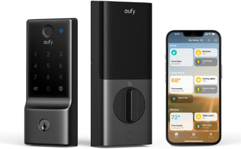 eufy T85F0J11-5 Security E31 Fingerprint Keyless Entry Wi-Fi Bluetooth Smart Lock with Keypad & Key - Black
