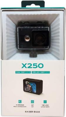 Kaiser Baas X250 Action Camera - Real 1080p/60fps, 4K upscaled, 5 MP, F2.8 6G Lens, 150° FOV, Includes Mount Accessories & Underwater Case