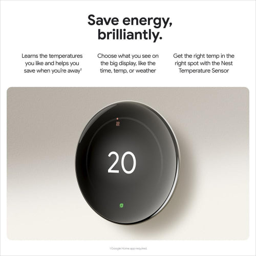 Google Nest Learning Thermostat (4th Gen) with Nest Temperature Sensor (2nd Gen) - Energy Saving Smart Thermostat with Adaptive Eco - Works with Alexa and Google Home App - Polished Silver
