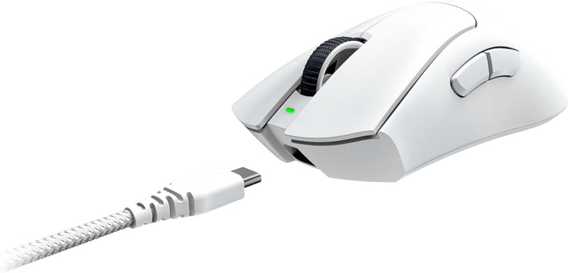 Razer DeathAdder V3 Pro Wireless Gaming Mouse: 64g Ultra Lightweight - Focus Pro 30K Optical Sensor - Fast Optical Switches Gen-3 - HyperSpeed Wireless - 5 Programmable Buttons - 90 Hr Battery - White OPEN-BOX
