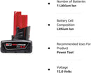 Batterie lithium-ion à capacité étendue Milwaukee 48-11-2460 M12 REDLITHIUM XC 12 V 6,0 Ah