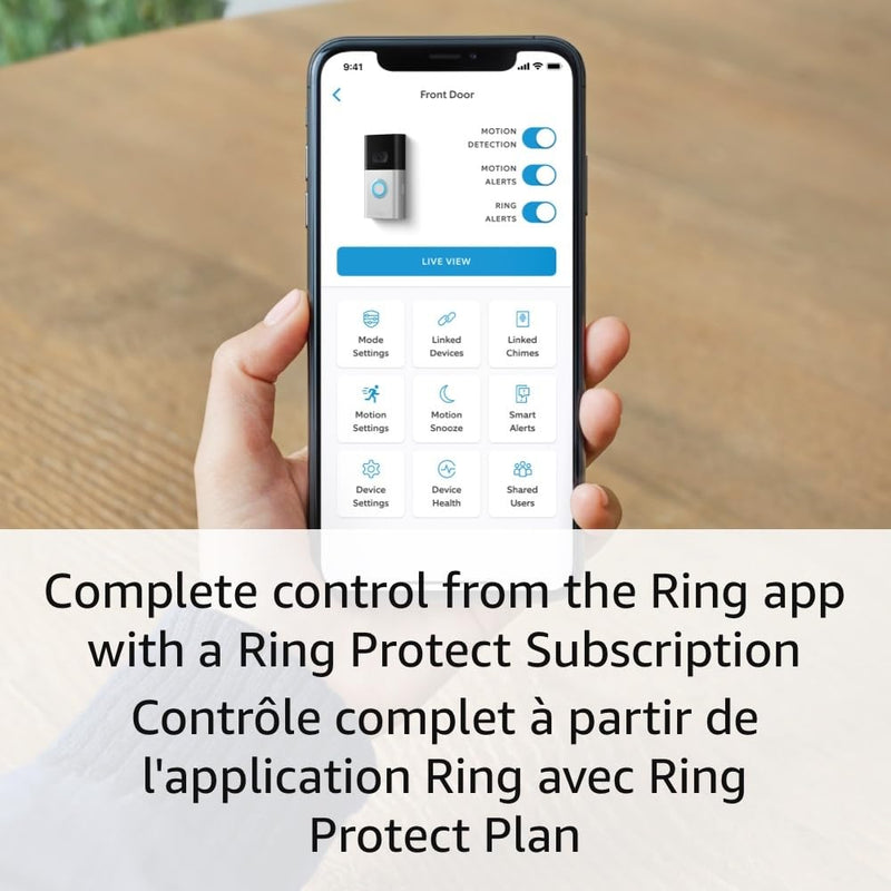 Sonnette vidéo Ring – Vidéo HD 1080p, détection de mouvement améliorée, installation facile – Nickel satiné (version 2020) 