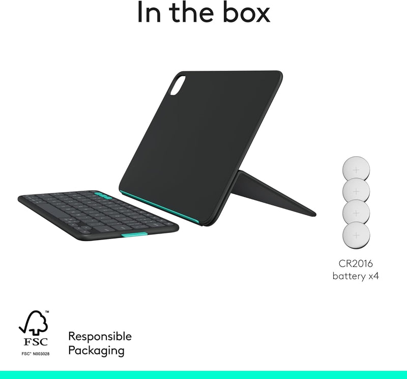 Logitech Flip Folio Keyboard Case for iPad Pro 11" (M4)/Air 11" (M2/M3)/iPad Air (5th Gen) - Graphite