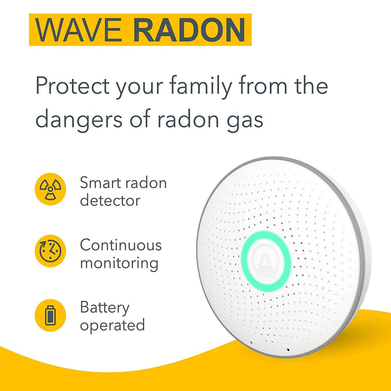 Airthings Wave Radon - Smart Radon Detector with Humidity & Temperature Sensor – Easy-to-Use – Accurate – No Lab Fees – Battery Operated - Free App