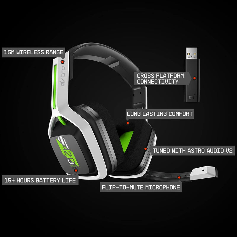 Casque de jeu sans fil ASTRO Gaming A20 Gen 2 avec microphone pour Xbox Series X / Xbox One - Blanc/Vert 