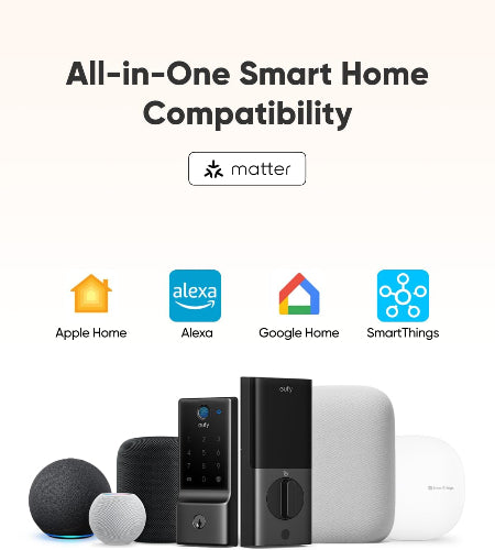 eufy T85F0J11-5 Security E31 Fingerprint Keyless Entry Wi-Fi Bluetooth Smart Lock with Keypad & Key - Black