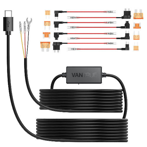 Vantrue VP03 - 11.5ft USB-C with Low Voltage Protection (12V–24V to 5V) Hardwire Kit