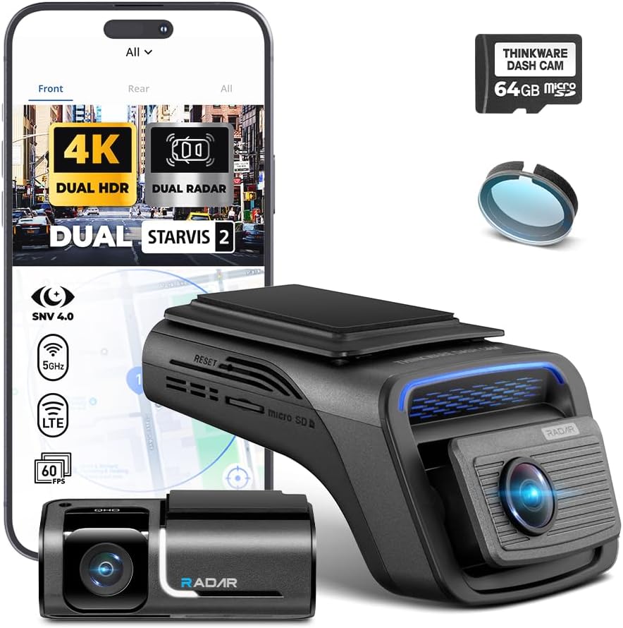 Thinkware U3000 PRO Front and Rear Dual 4K Dash Cam, HDR, Sony STARVIS