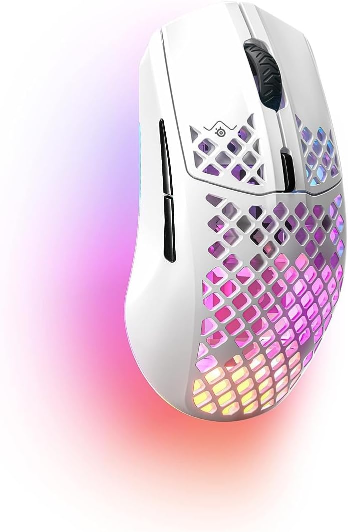 SteelSeries Aerox 3 Wireless - Super Light Gaming Mouse - 18,000 CPI TrueMove Air Optical Sensor - Ultra-Lightweight 68g Water Resistant Design - 200 Hour Battery Life – Snow