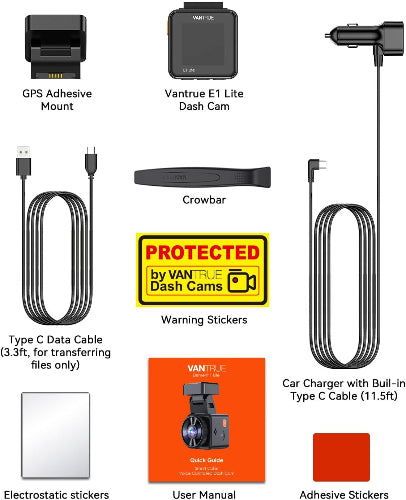 Vantrue Element 1 Lite - 1080P HDR Single Channel WiFi Mini Front Dash Camera