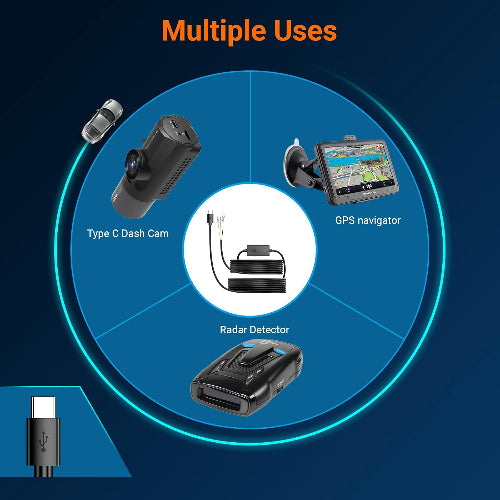 Vantrue VP03 - 11.5ft USB-C with Low Voltage Protection (12V–24V to 5V) Hardwire Kit