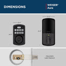 Weiser Aura Series 9GED18500-002 Deadbolt with Bluetooth - Matte Black(Open Box)