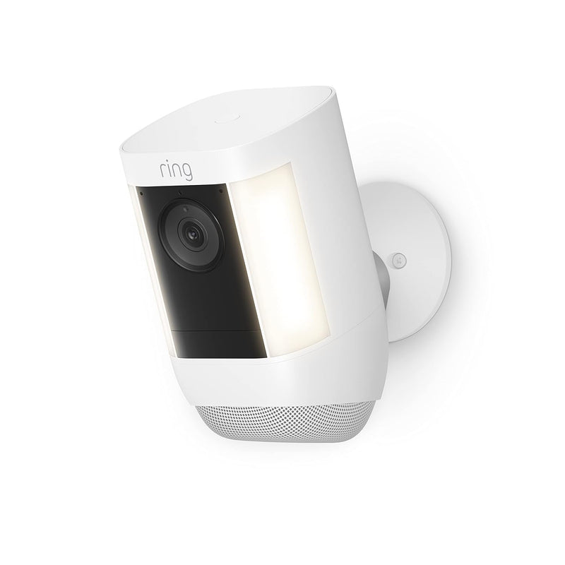 Ring Spotlight Cam Pro, batterie | Détection de mouvement 3D, conversation bidirectionnelle avec audio+ et Wi-Fi double bande (version 2022) - Blanc