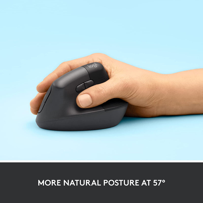 Logitech Lift Vertical Ergonomic 4000 DPI Wireless Mouse - Graphite