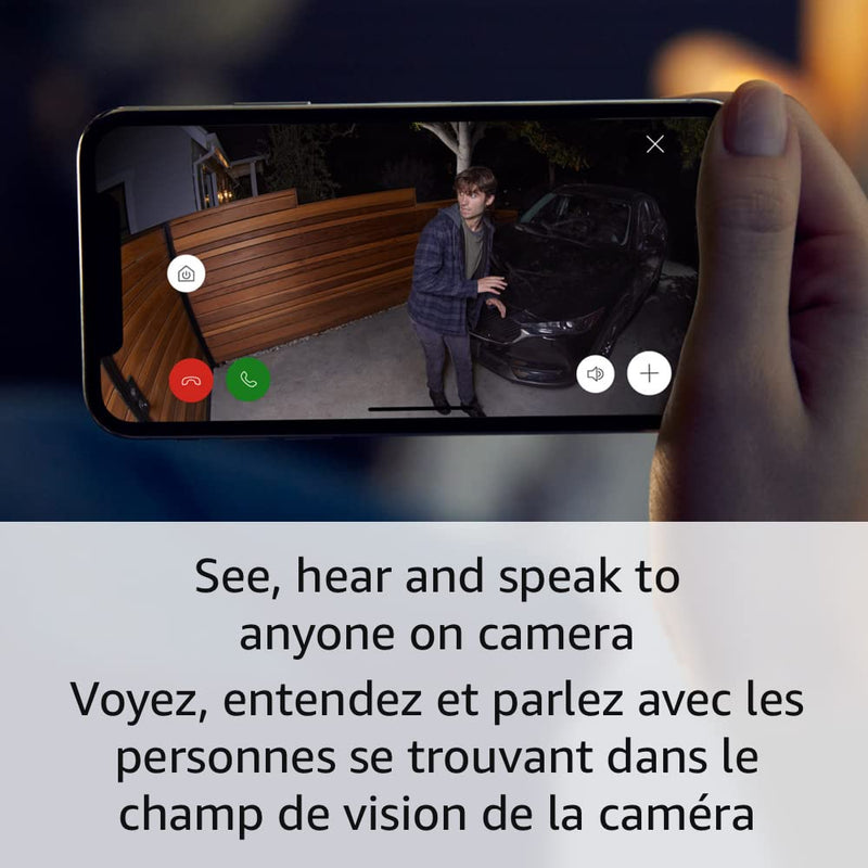 Caméra Ring Spotlight Plus, batterie | Communication bidirectionnelle, vision nocturne couleur et sirène de sécurité (version 2022) - Blanc 