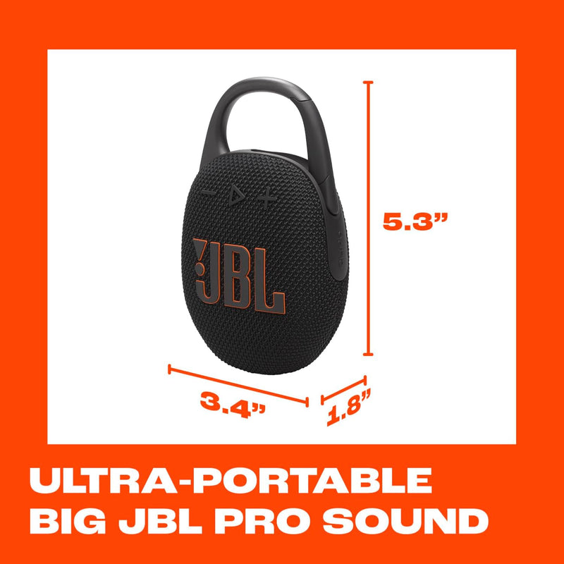JBL Clip 5 Portable Bluetooth Speaker – Waterproof, Ultra-Portable, Powerful Sound On-the-Go
