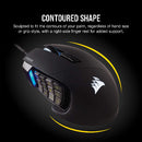 Corsair SCIMITAR RGB ELITE, MOBA/MMO Gaming Mouse, Backlit RGB LED, 18000 DPI, Optical, Black, 1 Pack