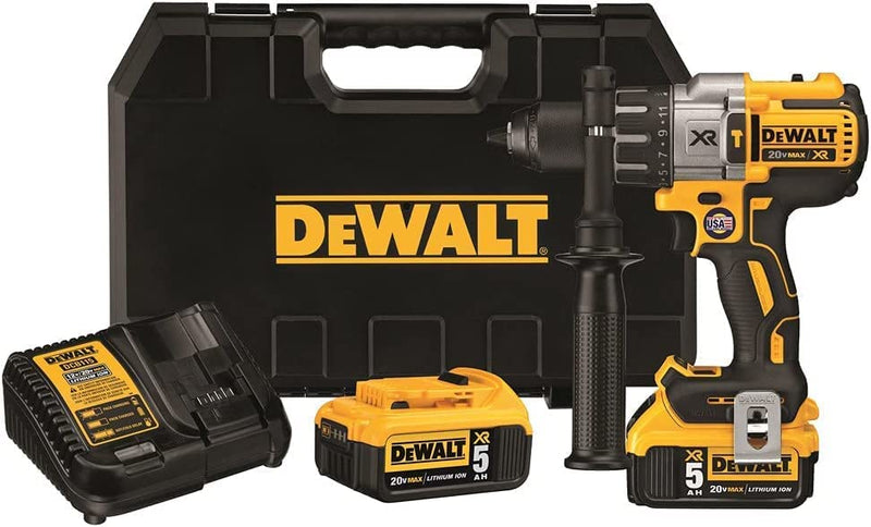 DEWALT DCD996P2 20V MAX XR Lithium-Ion Cordless Brushless Premium Hammer Drill with (2) Batteries 5.0Ah, Charger and Hard Case