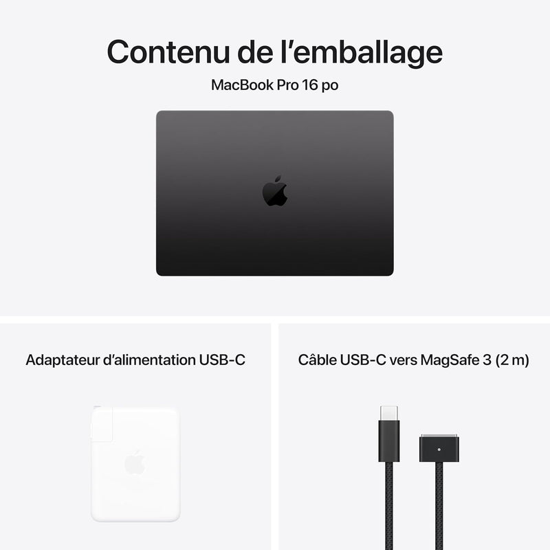 Apple MacBook Pro 16,2" (Automne 2024) - Noir sidéral (Apple M4 Pro / 24 Go RAM / 512 Go SSD) - Français 