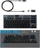 Logitech G915 TKL LIGHTSPEED Wireless Backlit Mechanical Tactile Gaming Keyboard - Carbon