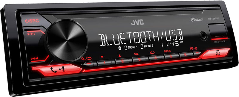 JVC KD-X280BT Digital Media Receiver featuring Bluetooth, Front USB, JVC Remote App Compatibility