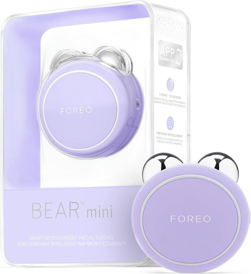 FOREO BEAR Mini Microcurrent Facial Device - Face Sculpting Tool - Instant Face Lift - Firm & Contour - Reduce Double Chin - Non-Invasive - Increases Absorption of Facial Skin Care Products (Lavender)