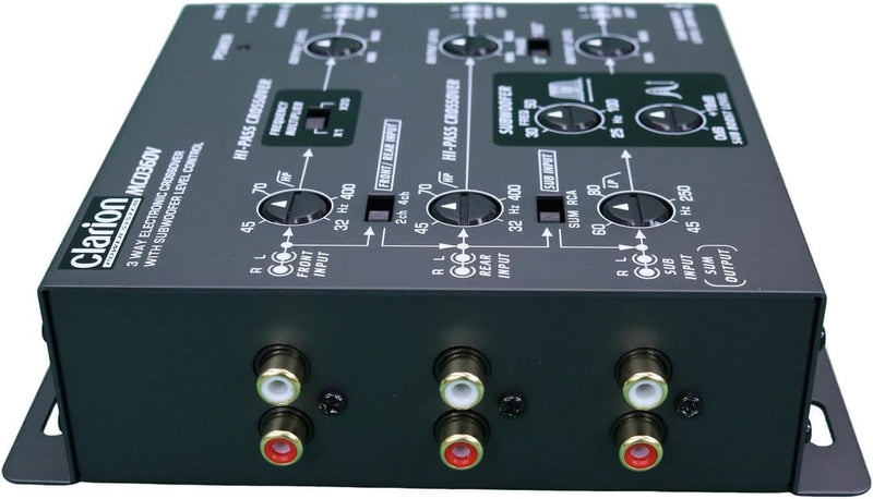 Clarion MCD360 3-Way 6-Channel Electronic Crossover w/ 5-Volt RCA Outputs + Subwoofer Equalizer Black