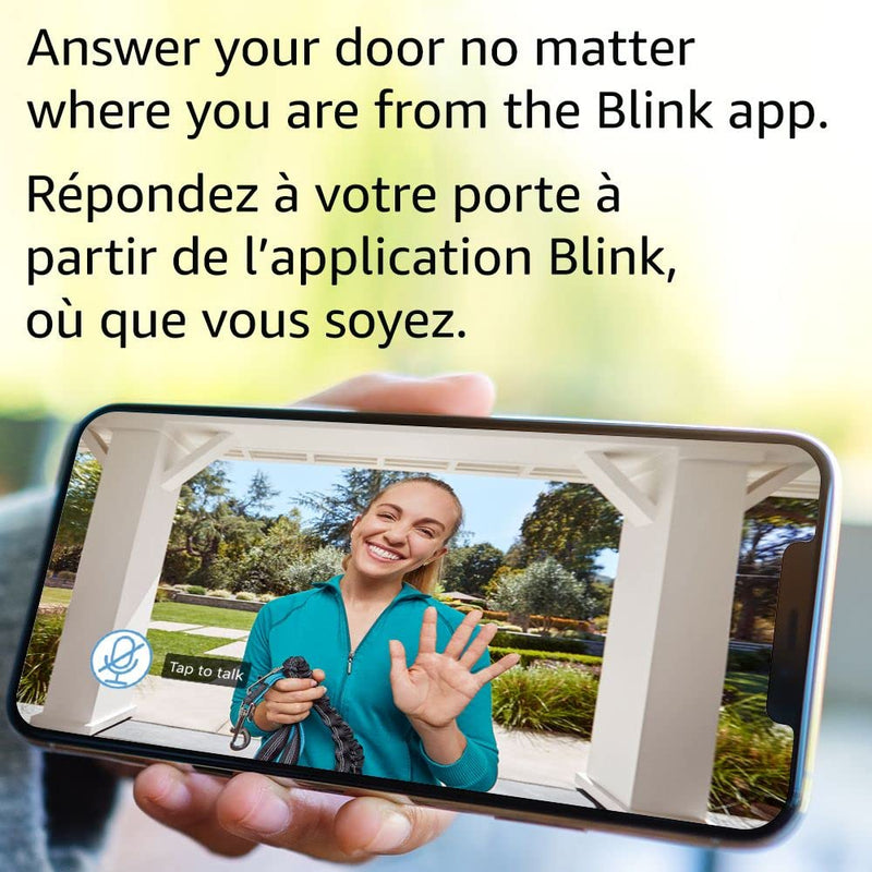 Blink Video Doorbell (newest model), Two-way audio, HD video, motion and chime app alerts, and Alexa enabled — wired or wire-free (Black)