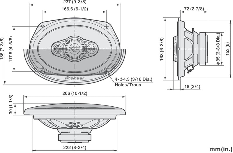 Pioneer TS-A6971F A-Series 6"x9" 4-Way Coaxial Car Speakers 600W Max Power
