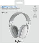 Logitech Zone Vibe 100 Wireless Over Ear Headset with Noise Canceling Microphone - White