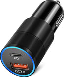 USB C Car Charger, 20W Dual Port Car Charger USB C Fast Charge, 12V Car Phone Charger Cigarette Lighter Adapter Plug for iPhone 15 14 13 12 11 Pro Max,Samsung S24 S23 S22 A53 A14(Black, A+C)