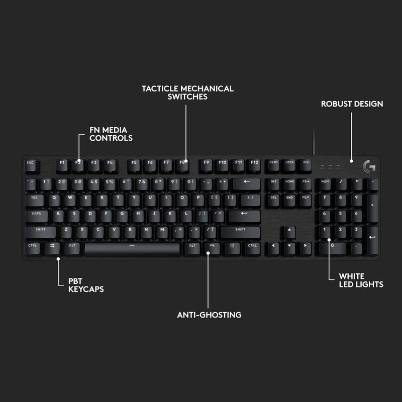 Logitech G413 SE Mechanical Gaming Keyboard – Tactile Switches, Aluminum Top Case