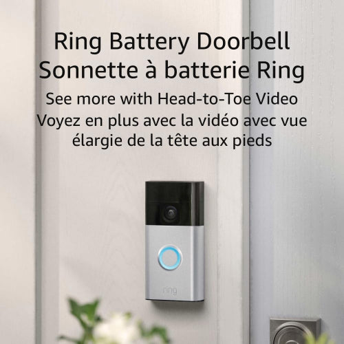 Ring Battery Doorbell — Head-to-Toe Video, Live View with Two-Way Talk, and Motion Detection & Alerts (2024 release), Satin Nickel