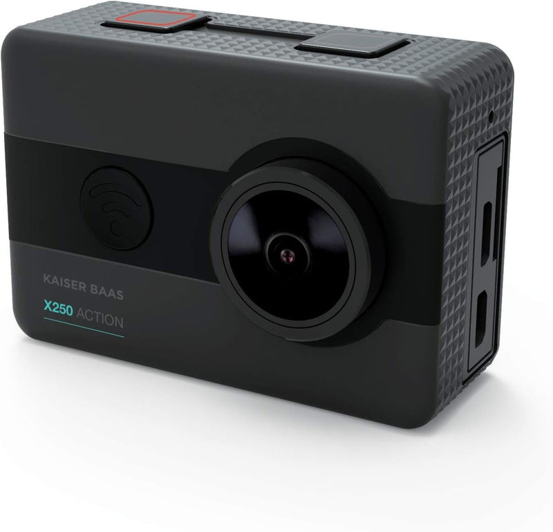 Kaiser Baas X250 Action Camera - Real 1080p/60fps, 4K upscaled, 5 MP, F2.8 6G Lens, 150° FOV, Includes Mount Accessories & Underwater Case