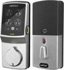 Serrure à pêne dormant LOCKLY PGD728FSN Secure Plus - Serrure intelligente Bluetooth, serrure de porte à empreinte digitale avec clavier breveté, contrôle par application, nickel satiné 