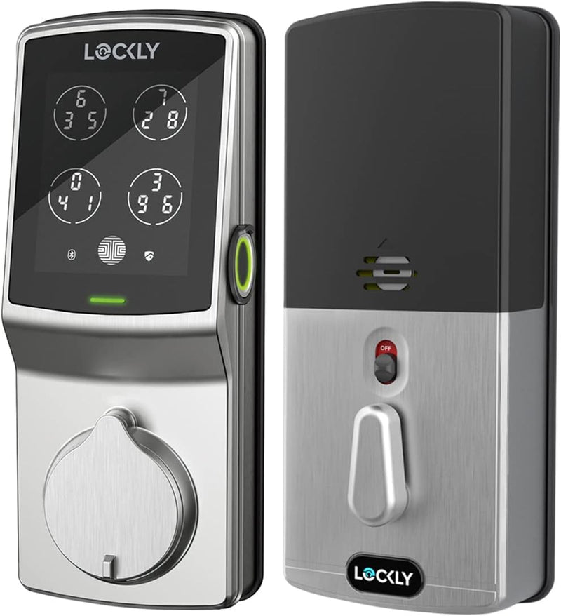 LOCKLY PGD728FSN Secure Plus Deadbolt - Bluetooth Smart Lock, Fingerprint Door Lock with Patented Keypad, App Control, Satin Nickel