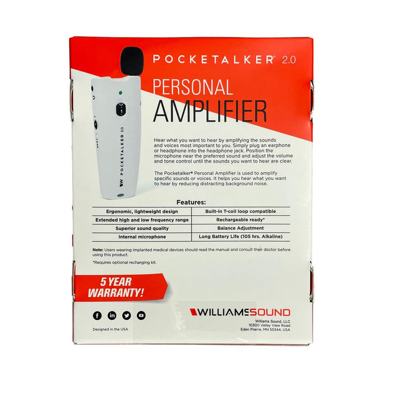 Williams Sound Pocketalker 2.0 Personal Amplifier PKT 2.0 EH