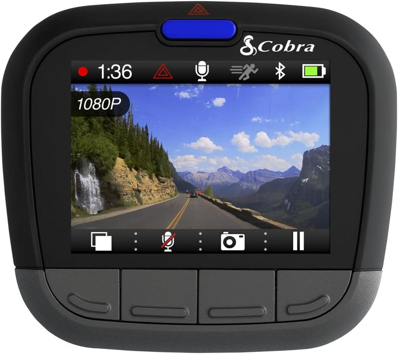 Cobra Electronics CDR855BT Full HD 1080P Dash Cam with Bluetooth Smart Enabled GPS and iRadar Alerts