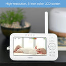 VTech VM5262 5" Color LCD Digital Video Baby Monitor with Long Range, 360 Degree Pan & Tilt Camera, Automatic Night Vision, Temperature Sensor
