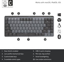 Logitech MX Mechanical Mini Wireless Illuminated Keyboard, Linear Switches, Backlit, Bluetooth, USB-C, macOS, Windows, Linux, iOS, Android, Metal, Graphite