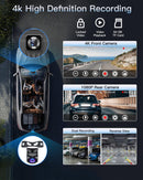 Carplay Car Tablet, 10.26" HD IPS Wireless Carplay and Android Auto Screen with 4K Dash Cam, Bluetooth, GPS Navigation Head Unit, Siri, Mirror Link, Loop Recording, 1080P Backup Camera