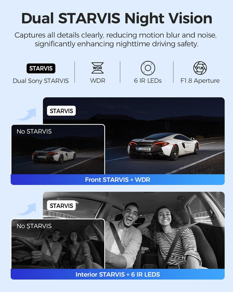 AZDOME M550 Max 4K 3 Channel Dash Cam,STARVIS Sensors, Built-in WiFi GPS, 64GB Card Included, IR Night Vision, WDR, 24H Parking Mode