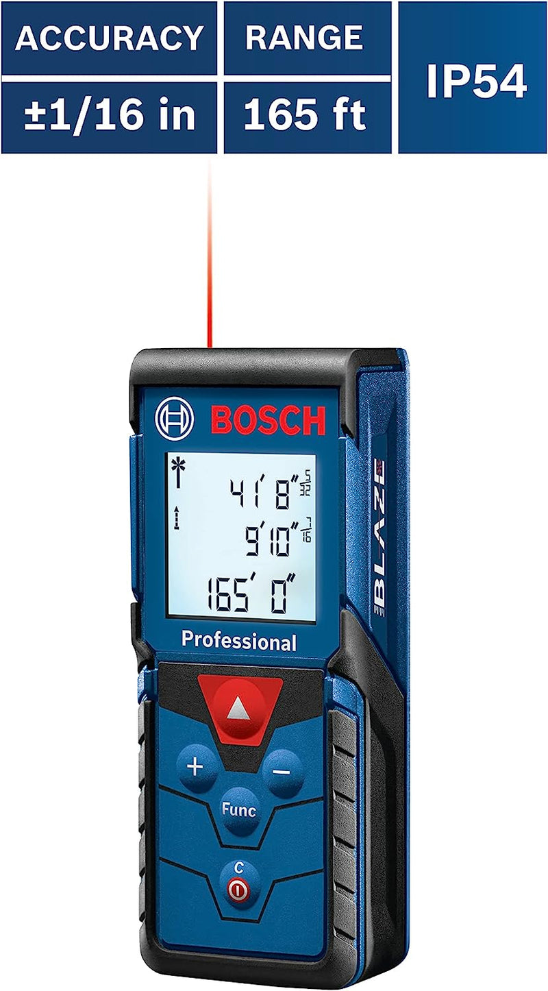 Bosch GLM165 40 Blaze 165 Ft. Laser Distance Measure Red Beam